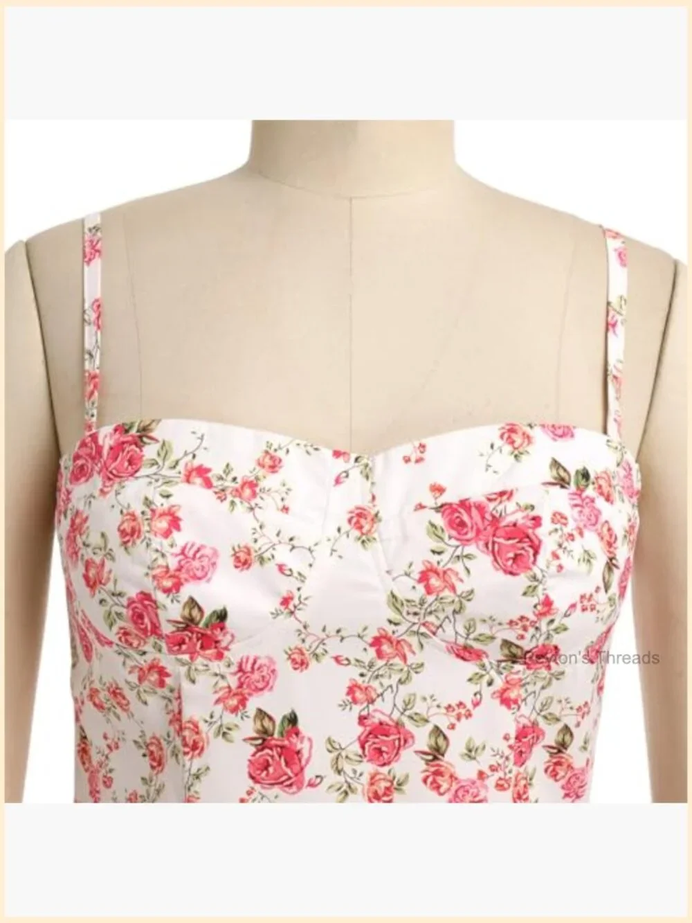 Women Corset Midi Dress Flowy Spaghetti Straps Bustier Summer Dress - Picture 7 of 7